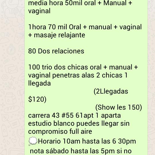 Alguien me da referencia de estas chicas en la carrera 43 con 55