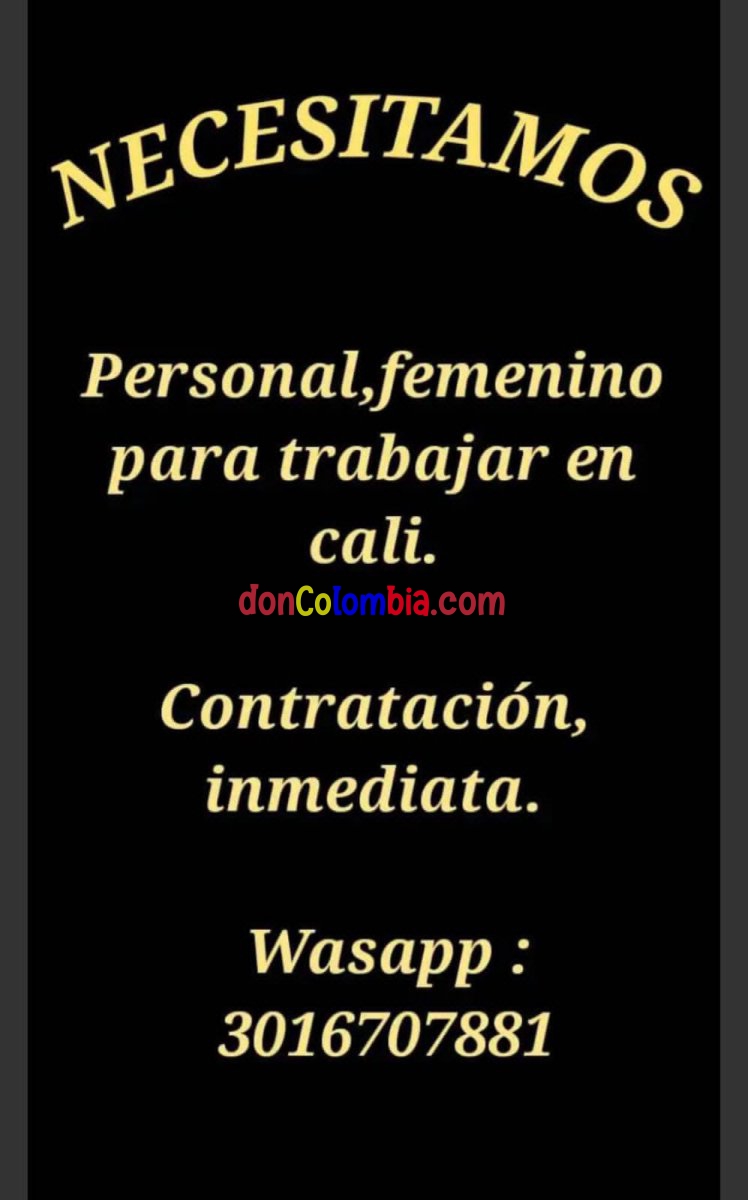 SE NESECITAN  DAMAS PARA TRABAJAR EN  CALI,AGENCIA LOS ÁNGELES DE CHARLY  3016707881