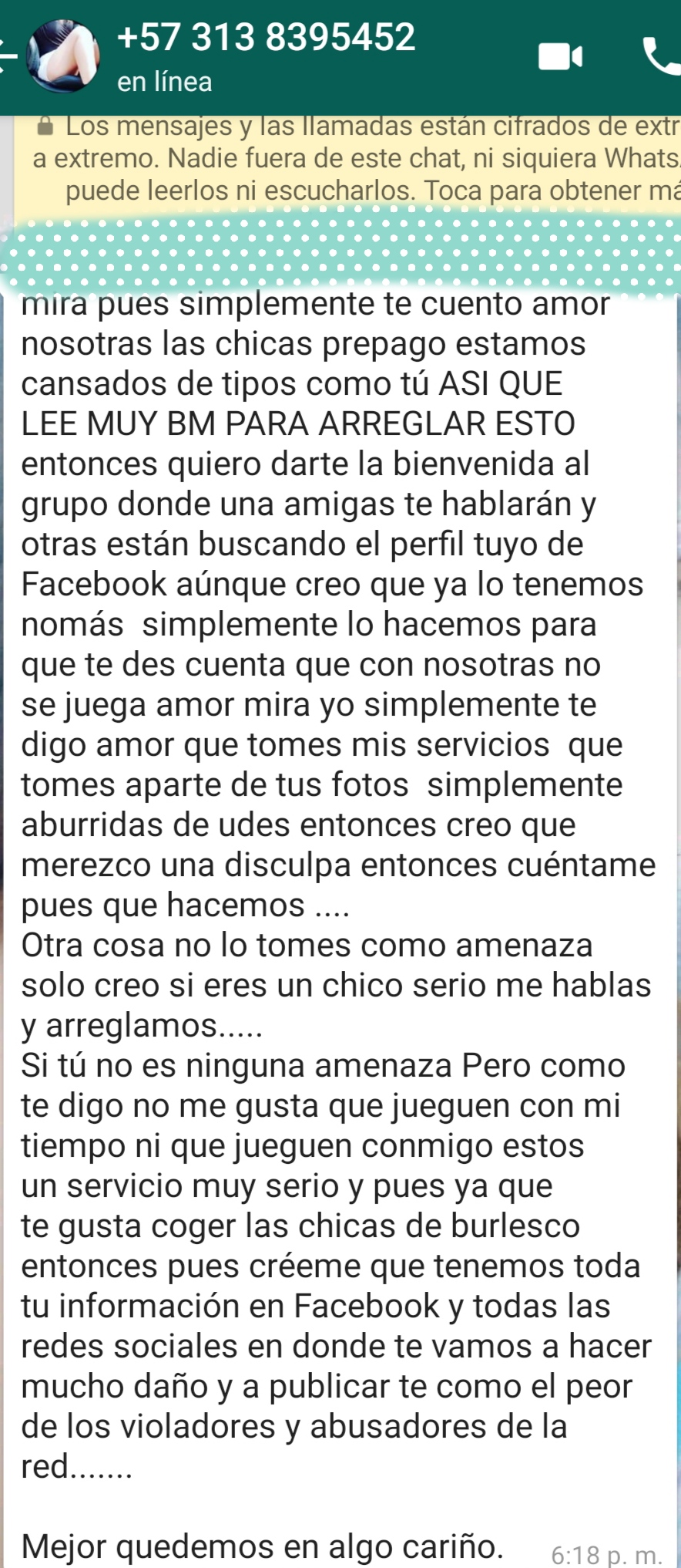 Pilas con este número (extorsión)