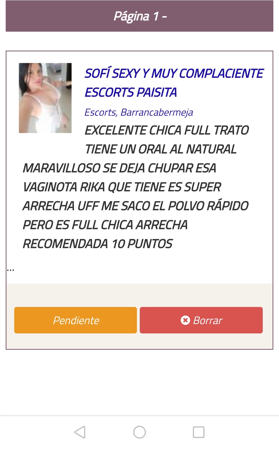 NUEVO BUZÓN DE COMENTARIOS A LAS SCORTS